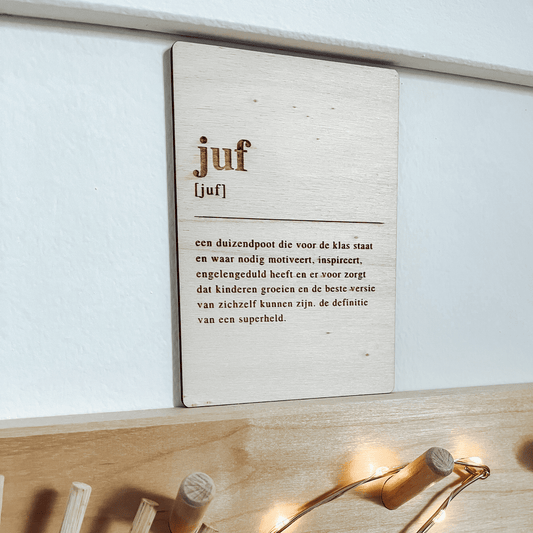 Houten bedankkaartje – een uniek cadeau voor juf als blijk van waardering voor hun inzet - sfeerimpressie.