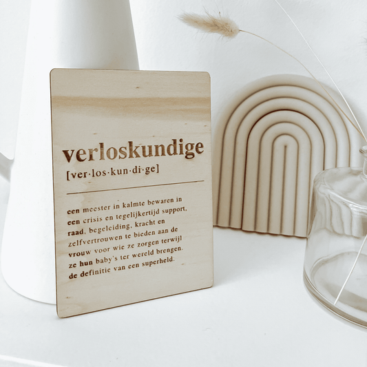 Houten bedankkaartje voor verloskundige – uniek en betekenisvol cadeau als blijk van waardering - sfeerimpressie.