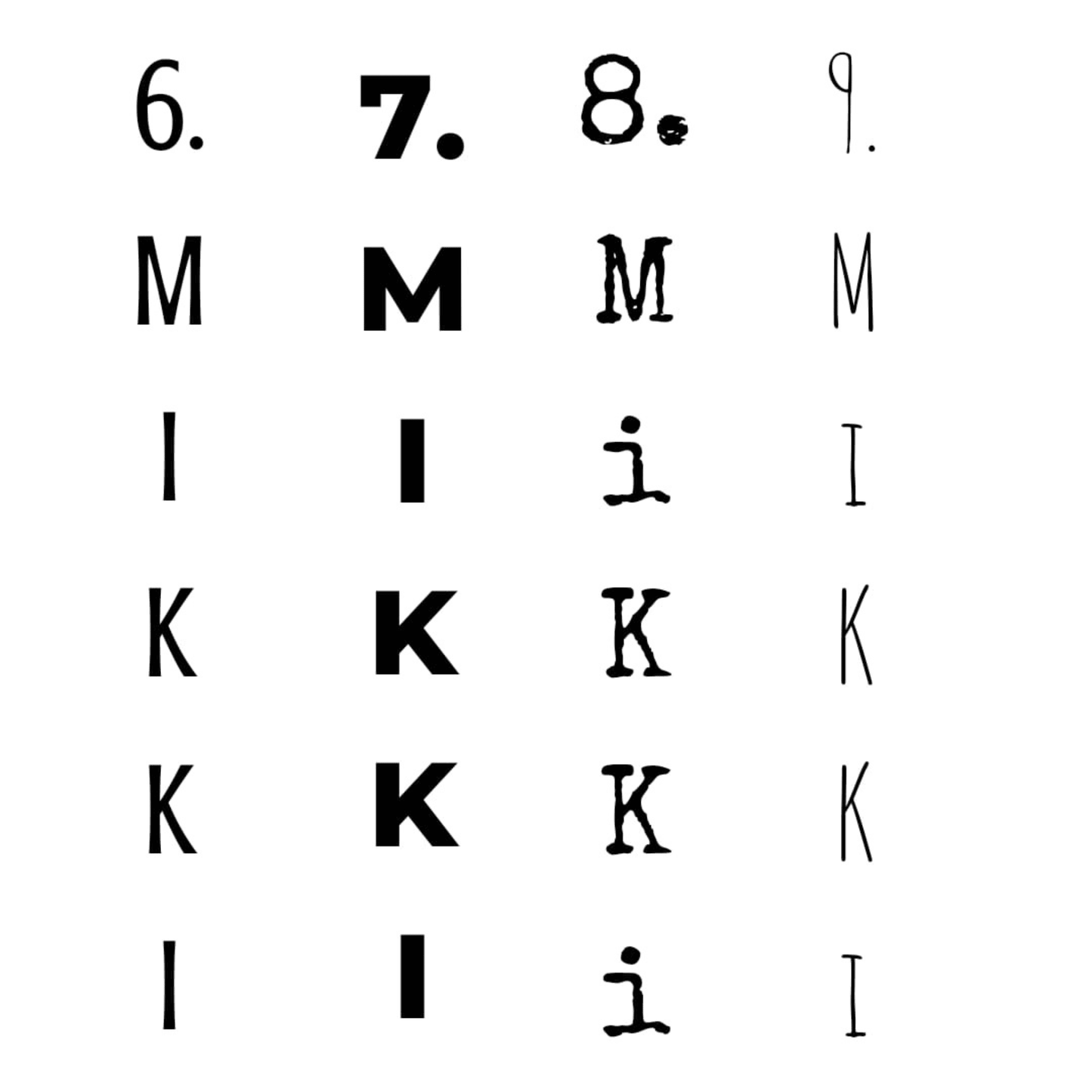 4 Lettertypes voor de gepersonaliseerde houten groeimeter.