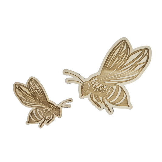 2 bijen product foto - houten wanddecoratie – stijlvolle houten muurdecoratie voor de babykamer, perfect als unieke wanddecoratie.