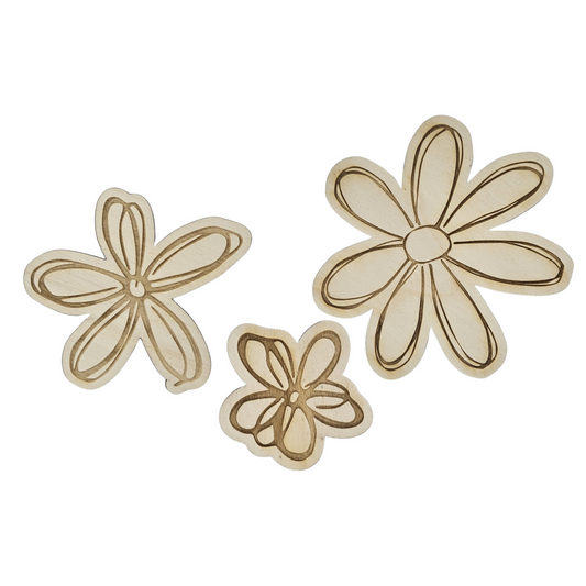 3 bloemen - houten wanddecoratie – stijlvolle houten muurdecoratie voor de babykamer, perfect als unieke wanddecoratie.