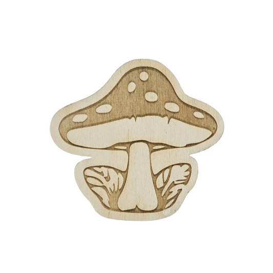 Kleine paddenstoel product foto - houten wanddecoratie – stijlvolle houten muurdecoratie voor de babykamer, perfect als unieke wanddecoratie.