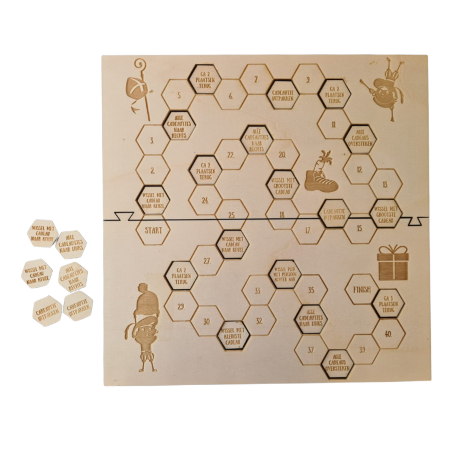 Bordspel sinterklaas – het leukste houten pakjesspel voor de feestdagen, perfect voor cadeau ruil en gezelligheid.