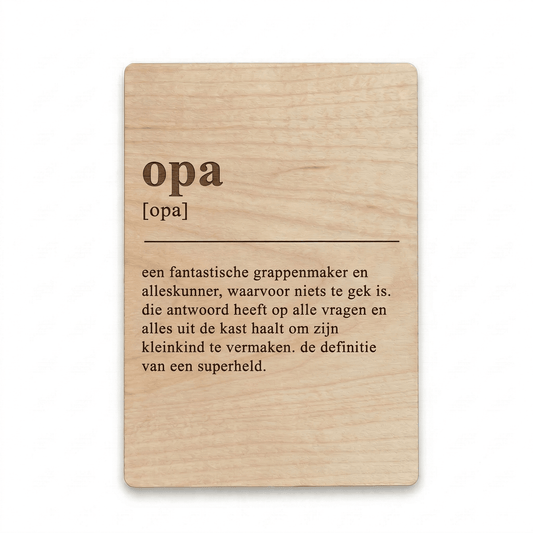 Houten bedankkaartje – een liefdevol cadeau voor opa, perfect om waardering en dankbaarheid te tonen - voorkant.