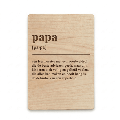 Houten bedankkaartje – een liefdevol cadeau voor papa, perfect om waardering en dankbaarheid te tonen - voorkant.