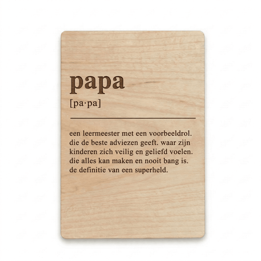 Houten bedankkaartje – een liefdevol cadeau voor papa, perfect om waardering en dankbaarheid te tonen - voorkant.