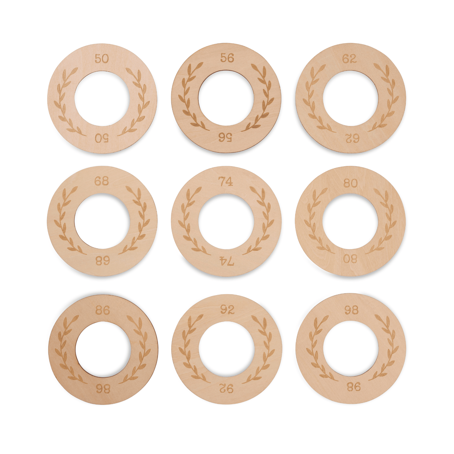 Houten kastverdeler voor baby- en kinderkleding, maat 50 t/m 98, met bladeren motief voor een georganiseerde kledingkast - losse kastverdelers.