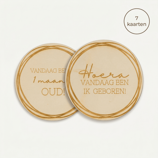 Mijlpaalkaarten van hout - Aantal maanden oud - Hero afbeelding