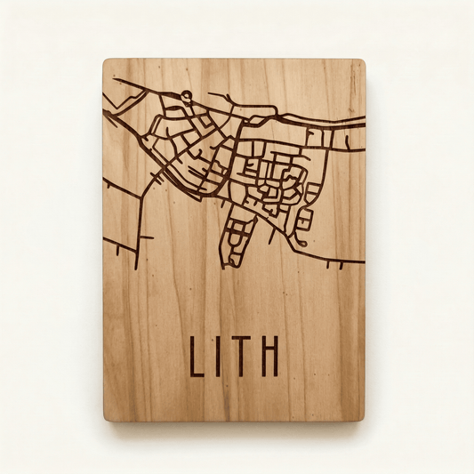 Houten stadskaart - stadkaart Lith – gedetailleerde stadsplattegrond van hout, perfect als uniek housewarming cadeau.